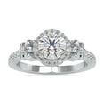 thumbnail image 1 of Blue Jewel Halo Engagement Ring - 1.5 Ct Lab Created Round Cut Diamond in 14K White Gold Plated for Women - Ideal for Proposals, Anniversaries Gifts - Beautiful Prong Setting for a Sparkling Finish, 1 of 2