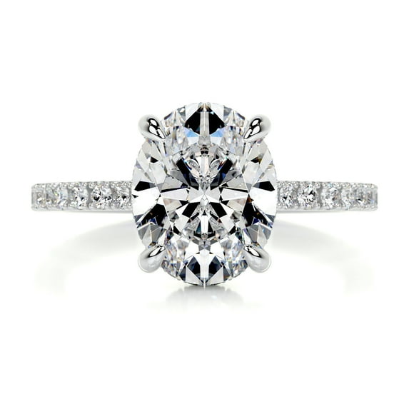 Blue Jewel Oval Cut Excellent 2.` Ct Diamond Rings - Wedding Ring - Silver 14K White Gold Over Rings for Her - Solitaire with Accent Diamond Rings for Women's - Hidden Halo Diamond Rings for Women's