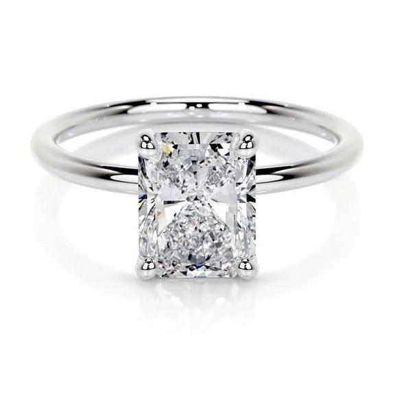 Blue Jewel Radiant Cut Excellent 2 Ct Diamond Ring For Women's - White Gold Over 14K Silver Diamond Ring - Solitaire Diamond Rings - Solo Stone Diamond Ring for Her - Simple Diamond Ring for Women's