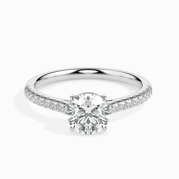 Blue Jewel Round Cut 1.5 Ct Lab Created Diamond Engagement Ring for Women - Elegant 14K White Gold Plated - Prong Set Wedding Band - Ideal Gift for Her on Birthdays & Special Occasions