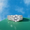 thumbnail image 1 of Blue Jewel Round Cut 1.7 Ct Simulated Diamond Rings - 14K White Gold Plated Rings for Women's - Multi Accents Engagement Wedding Split Shank Rings for Women's - Party Wear Diamond Ring for Gifts, 1 of 7