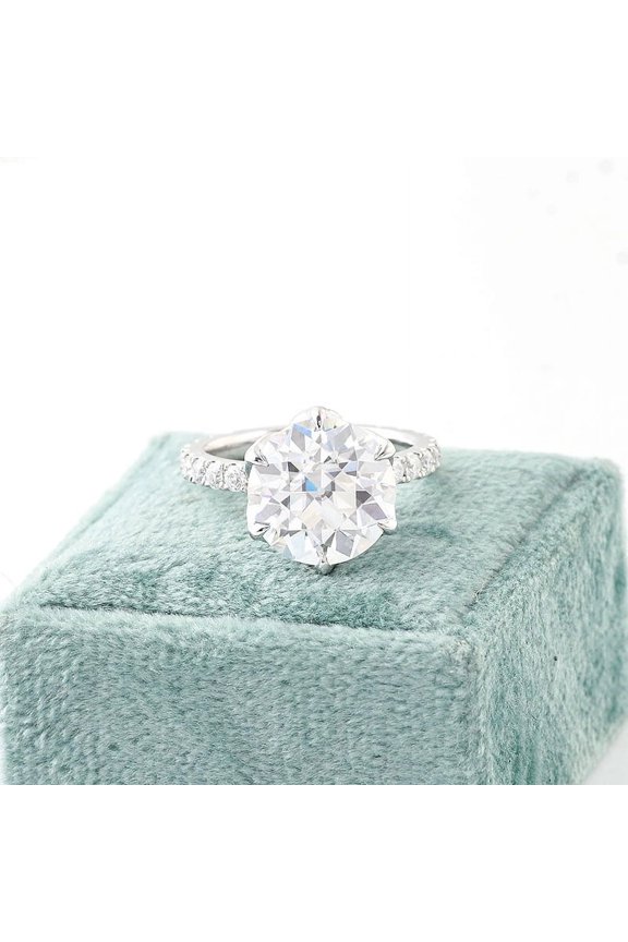 Round Cut 2 Ct Diamond Ring Gifts - 14K White Gold Plated Ring - Engagement Sterling Silver Ring for Her - Anniversary Diamond Jewelry for Women's - Wedding Proposal Rings for Girlfriend