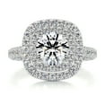 thumbnail image 1 of Blue Jewel 1.8 Ct Round Cut Brilliant Diamond Rings - Wedding Rings - White Gold Over 14K White Gold Plated Finish - Solitaire Accent Style - Eternity Ring with Double Halo, 1 of 6