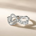 thumbnail image 1 of Blue Jewel Silver 14K White Gold Plated Ring - Excellant 0.8 Ct Heart Cut Lab Created Simulated Diamond Ring - Special Mothers Day Gifts for Mother - Infinity Twisted Criss Cross Ring for Women's, 1 of 10
