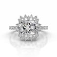 thumbnail image 1 of Blue Jewel 14K White Gold Plated Rings for Women's - 2 Ct VVS1 Princess Cut Diamond Solitaire Rings for Her - Halo Diamond Rings for Her - Eternity Rings for Her - Wedding Diamond Rings, 1 of 7
