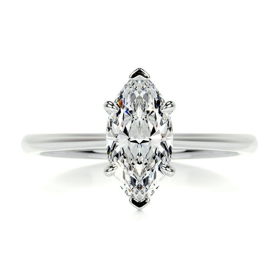 Blue Jewel Simple Solitaire Diamond Rings - Solo Diamond Ring for Her - Excellent 1.9 Ct Marquise Cut Diamond Ring - 14K White Gold Plated Diamond Ring - Solitaire Engagement Wedding Ring