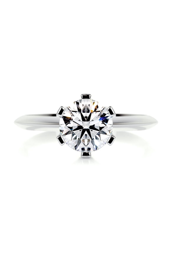 Simple Solitaire Diamond Rings - 14K White Gold Plated Diamond Ring - Brilliant 1.9 Ct Round Cut Diamond Ring - Solo Diamond Ring for Her - Solitaire Engagement Wedding Rings