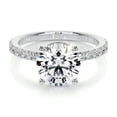 thumbnail image 1 of Blue Jewel Wedding Ring - 1.9 Ct Round Cut Brilliant Diamond Rings - 14K White Gold Plated Rings for Her - Hidden Halo Setting - Solitaire with Accent Diamond Ring for Women, 1 of 6