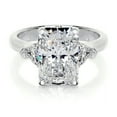 thumbnail image 1 of Blue Jewel Wedding Ring - 14K White Gold Plated Diamond Rings for Her - Radiant Cut 1.5 Ct Excellent - Women's Engagement Ring - Three Stone Design, 1 of 6