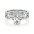 thumbnail image 1 of Blue Jewel Oval Cut 1.9 Ct Excellent Diamond Rings for Women - 14K White Gold Plated Diamond Rings - Eternity Band Diamond Rings for Women - Solitaire with Accent Diamond Rings, 1 of 6