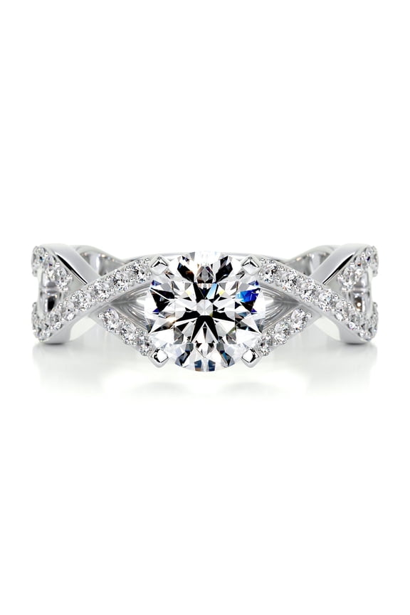ry 1.8 Ct VVS1/D Round Cut Lab Created Simulated Diamond Rings for Her - 14K White Gold Plated Ring - Infinity Twisted Cross Over Diamond Rings For Her - Full Eternity Diamond Rings