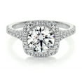 thumbnail image 1 of Blue Jewelry 14K White Gold Plated Ring - Round Cut Brilliant 1.9 Ct Moissanite Rings - Wedding Ring - Eternity Moissanite Rings - Halo Moissanite Rings for Her - V Shape Eternity Moissanite Ring, 1 of 3