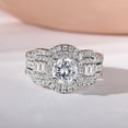 thumbnail image 1 of Blue Jewelry 14K White Gold Plated Rings - 1.8 Ct Round Cut Diamond Rings - Bridal Set Engagement Wedding Silver Rings with Two Matching Bands - Unique Trio Collection with Matching Band for Women's, 1 of 9