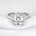thumbnail image 1 of Blue Jewelry 14K White Gold Plated Rings - 1.9 Ct Emerald Cut Moissanite Rings - Three-Stone Engagement Wedding Rings - Engagement Wedding Diamond Rings On Clearance - Christmas Gifts for Her, 1 of 8
