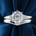 thumbnail image 1 of Blue Jewelry 14K White Gold Plated Rings - 2.2 Ct Round Cut Diamond Rings - Solitaire Bridal Set Rings with Matching bands for Rings - Engagement Wedding Prong Setting Ring, 1 of 7