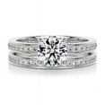 thumbnail image 1 of Blue Jewelry 14K White Gold Plated White Gold Plated Diamond Ring - Brilliant 1.8 Ct Round Cut Diamond Ring for Women's - Two Band Eternity Diamond Rings for Women's - Engagement Diamond Rings, 1 of 3