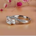 thumbnail image 1 of Blue Jewelry 14K White gold Plated 14K Rings - 1.9 Ct Princess Cut Diamond Rings for Women's - 3 Stone Bypass Engagement Wedding Diamond Jewelry for Women's - Split Shank Anniversary Rings for Gifts, 1 of 11