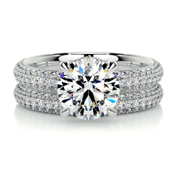 Blue Jewelry 2 Ct Cushion Cut Hidden Halo Eternity Diamond Ring – Lab Moissanite in 14K White Gold Plated – Elegant Women’s Engagement Ring – Excellent for Anniversaries and Gifting