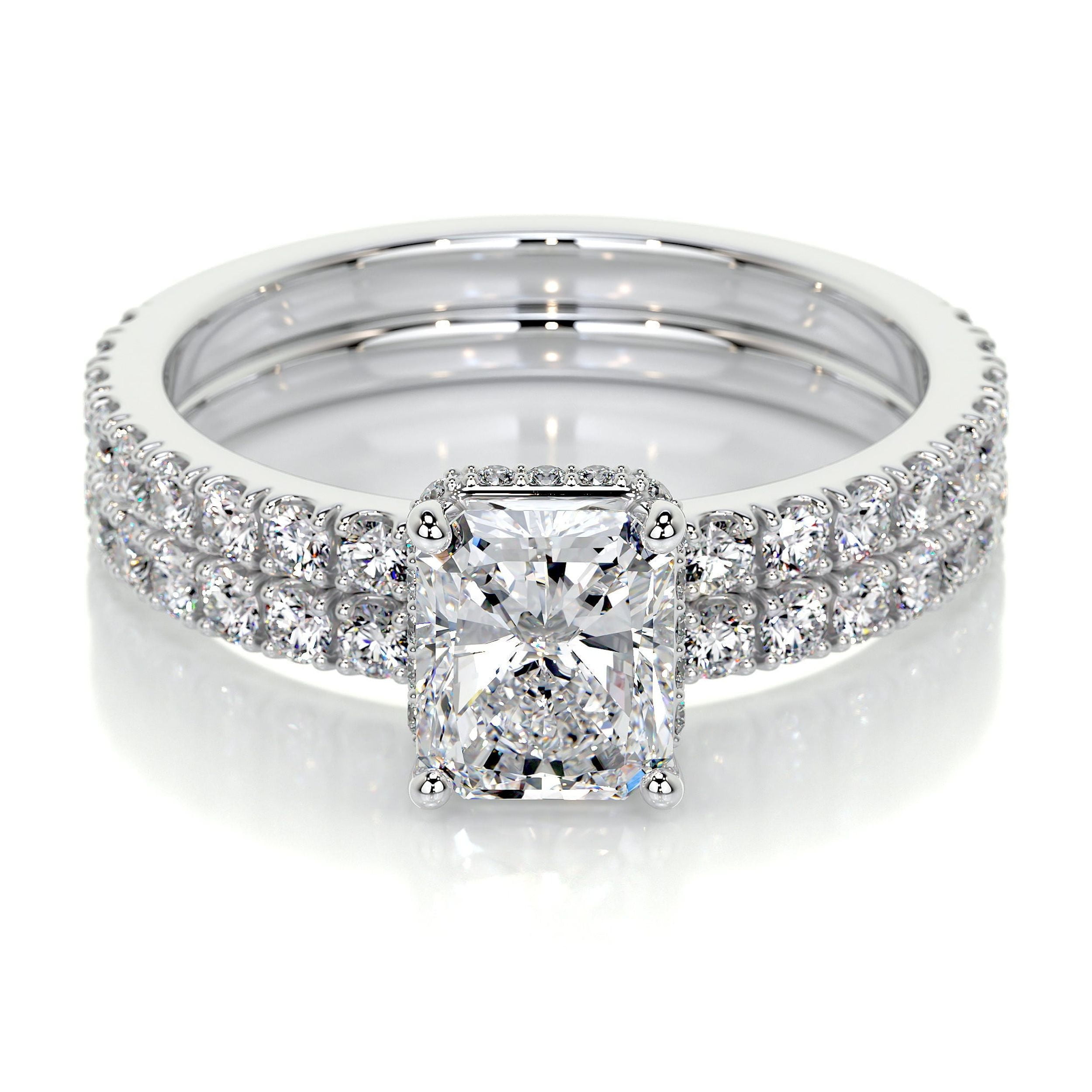 Blue Jewelry Anniversary Ring - Radiant Cut Excellent 1.7 Ct Moissanite ...