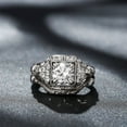 thumbnail image 1 of Blue Jewelry Antique Reproduction Of Vintage Jewelry for Women's - 1.8 Ct White Diamond Silver Ring Set - Retro Vintage Ring with Matching Band - Engagement Wedding Bridal Ring Set - Bridal Jewelry, 1 of 13