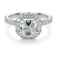 thumbnail image 1 of Blue Jewelry Asscher Cut Excellent 1.9 Ct Diamond Rings - 14K White Gold Plated White Gold Plated Diamond Rings - Wedding Rings - Wedding Diamond Rings - Eternity Band Diamond Ring - Halo Rings, 1 of 3