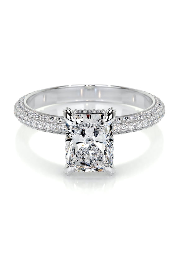 ry Beautiful 1.6 Ct Radiant Cut Hidden Halo Eternity Diamond Ring – Crafted with Lab Moissanite in 14K White Gold Plated – Ideal Women’s Engagement Ring for Events and Proposals