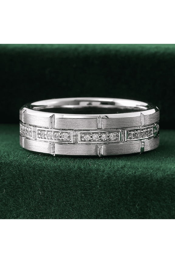 ry Brilliant 0.4 Ct Round Cut Diamond Ring - 14K White Gold Plated Ring - Bold Belt Diamond Ring for Men's - Gorgeous Anniversary Gift for Men's - Classic Engagement Wedding Men's Ring