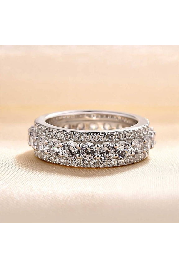 ry Brilliant 1.5 Ct Round Cut Diamond Rings for Her - Silver 14K White Gold Plated Ring - Full Eternity Diamond Rings for Women's - Forever Diamond Ring