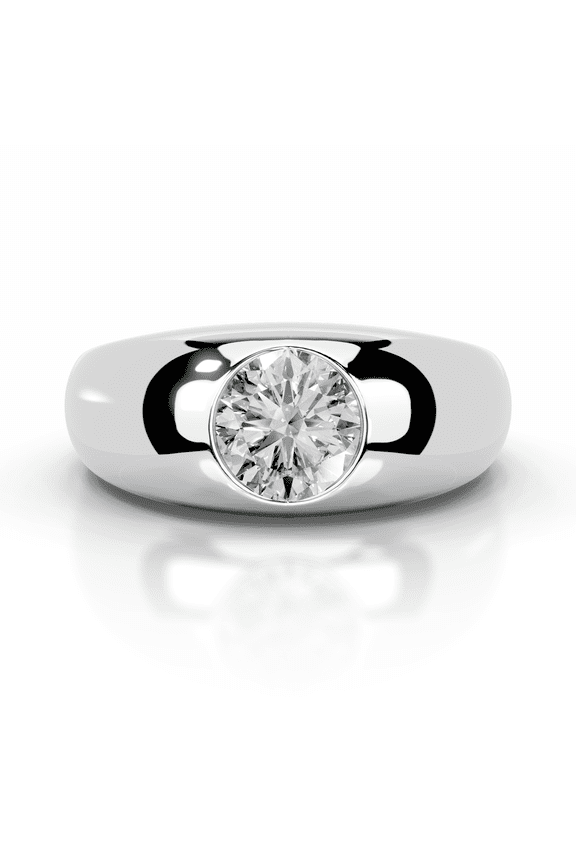 ry Brilliant 1.7 Ct Round Cut Moissanite Ring - 14K White Gold Plated Moissanite Ring - Bezel Setting Dome Moissanite Ring - Solitaire Moissanite Rings for Women - Solo Stone Rings for Her