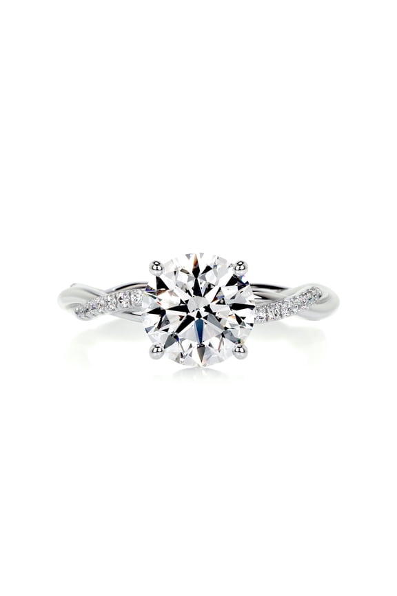 ry Brilliant 1.9 Ct Round Cut Diamond Ring for Women's - 14K White Gold Plated White Gold Plated Diamond Ring - Infinity Twisted Cross Over Diamond Rings for Her - Engagement Wedding Ring