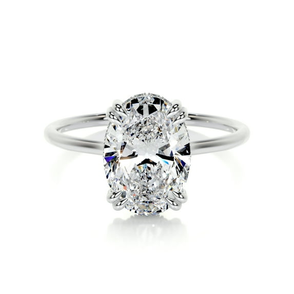 Blue Jewelry Elegant 2.2 Ct Oval Cut Hidden Halo Diamond Engagement Ring for Her – Lavish Moissanite in 14K White Gold Plated – Beautiful Choice for Women’s Special Occasions