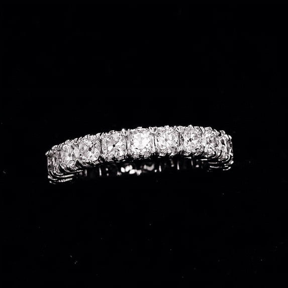 Blue Jewelry Full Eternity Wedding Band - 2.8 Ct VVS1 Round Cut Ring - 14K White Gold Plated Ring - Engraved Ring for Gift - Engagement Anniversary Simple Daily Wear Ring Band