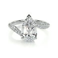 thumbnail image 1 of Blue Jewelry Pear Cut Excellent 2.4 Ct Moissanite Rings - 14K White Gold Plated for Her - Wedding Ring - Eternity Bypass Design - Solitaire with Accent Moissanite Ring for Her, 1 of 3