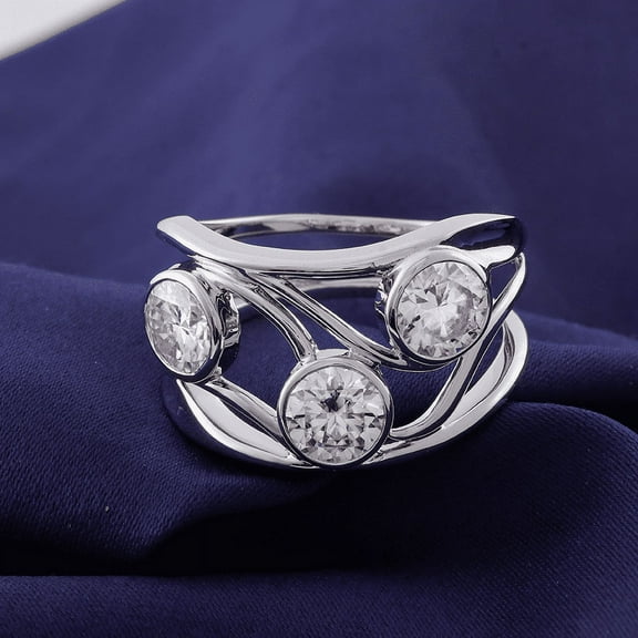 Blue Jewelry Prong Set 1.8 Ct Oval Cut Diamond Rings - 14K White Gold Plated Rings - Engagement Wedding Prong Setting Rings for Women's - Bezel Set Stone Split Shank Rings - Party Wear Diamond Rings