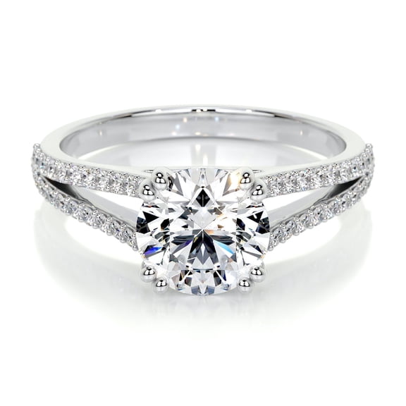 Blue Jewelry Round Cut Eternity Split Shank Moissanite Rings for Her – 1.8 Ct Moissanite – Premium 14K White Gold Plated – Bridal Wedding Ring – Ideal Anniversary Gift