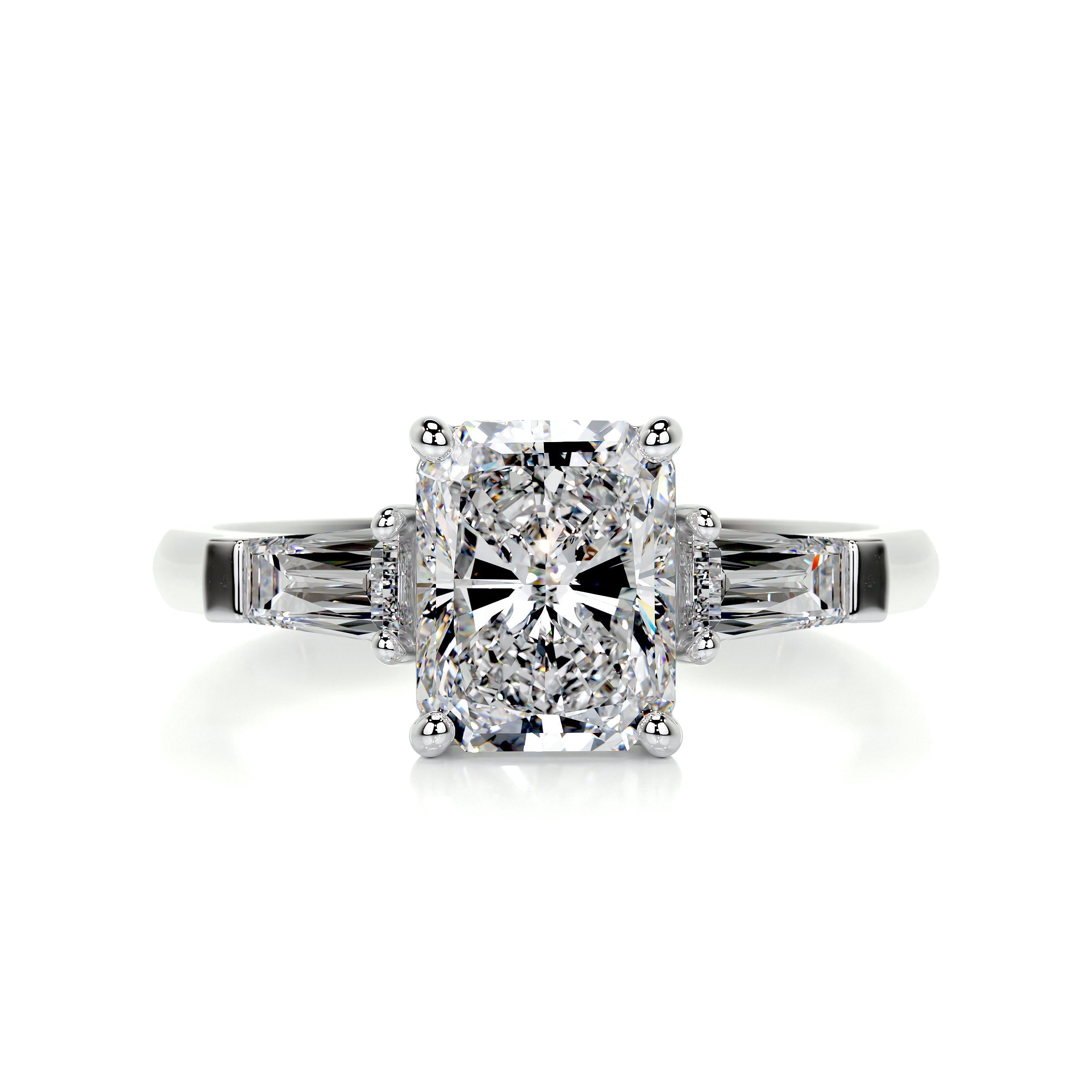 Blue Jewelry Wedding Ring - 14K White Gold Plated Moissanite Rings for Her - Radiant Cut 2.1 Ct Brilliant - Engagement Ring - Three Stone Style for Women