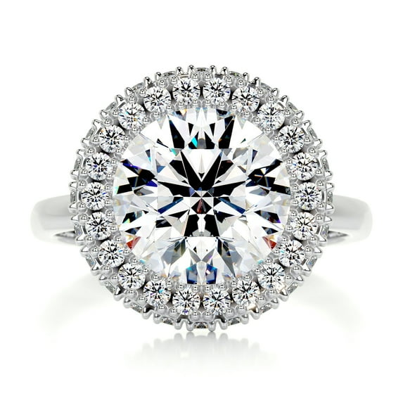 Blue Jewelry Wedding Rings - 14K White Gold Plated White Gold Plated Diamond Rings - Round Cut Excellent 2.1 Ct Diamond Ring for Her - Wedding Diamond Rings - Halo Diamond Rings - Floral Ring