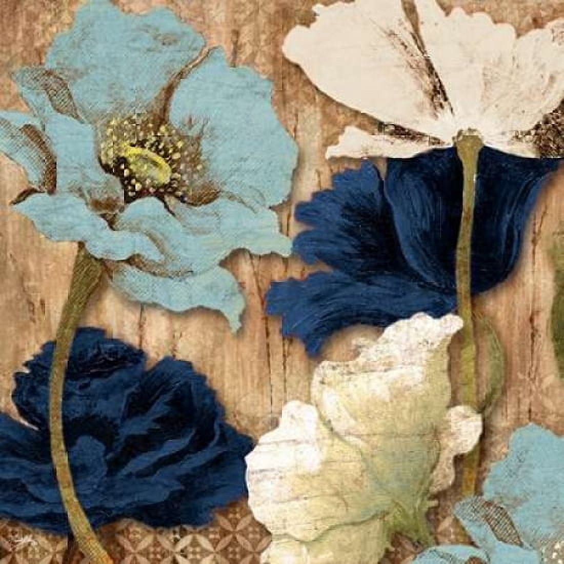Blue Joyful Poppies II Canvas Art - Elizabeth Medley (24 x 24)