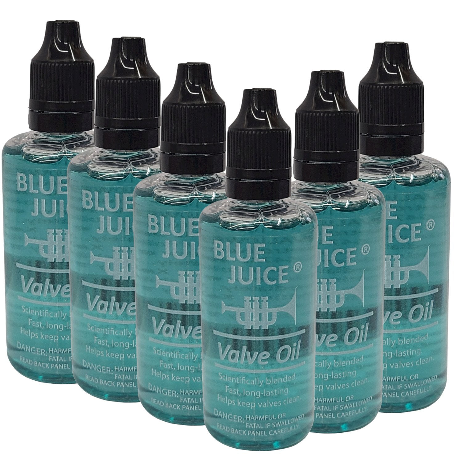 Blue Juice Trumpet Valve Oil Bottles Piston Rotary Relubricate 6pk