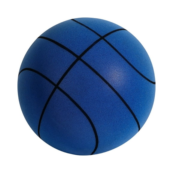 Blue Jumbo Silent Foam Basketball 9.4 Inch Indoor Play Set With Hoop For Kids Blue Line Design Mesh Bag Included