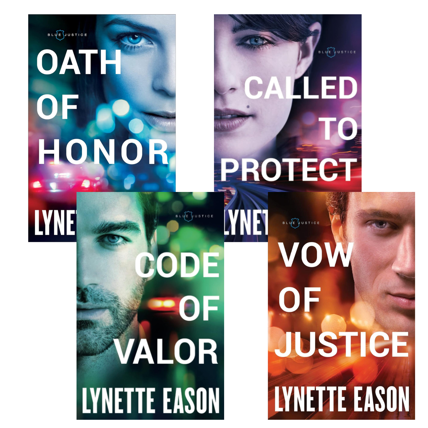 Blue Justice Series Complete Set Books 1-4 : Oath of Honor; Called to Protect; Code of Valor; Vow of Justice Lynette Eason (Trade Paperback Collection) romance, suspense & thrills