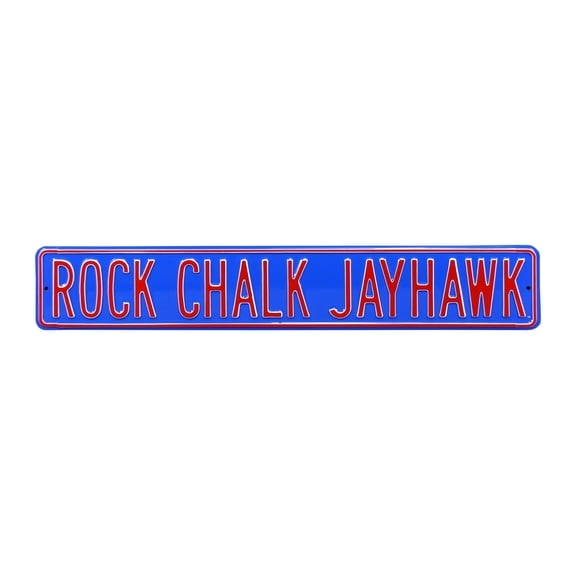 Blue Kansas Jayhawks 6" x 36" College Ave Embossed Street Sign