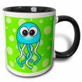 thumbnail image 1 of 3drose, Blue Kawaii Jellyfish, 11oz Two-tone Black Mug, 1 of 6