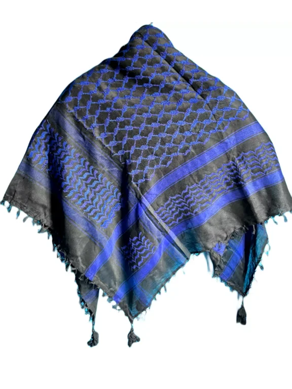 Blue Keffiyeh Shemagh Unisex Arab Scarf All Original Made In Palestine Kufiya