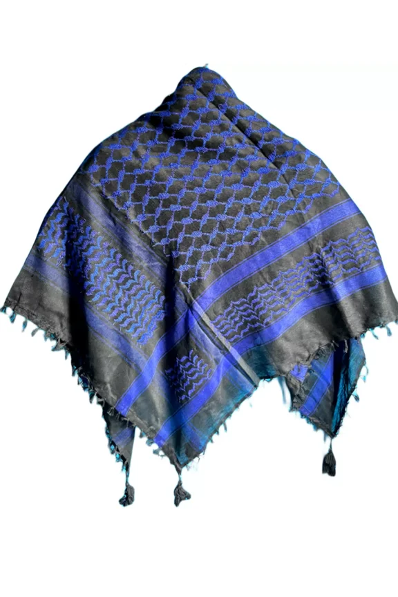 Blue Keffiyeh Shemagh Unisex Arab Scarf All Original Made In Palestine Kufiya