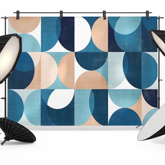 Blue Khaki Backdrop for Photography, Nordic Retro Medieval Geometric Abstract Photo Backdrop Portrait Background Party Banner Photo Backgrounds for Studio Booth Props, 10x8ft