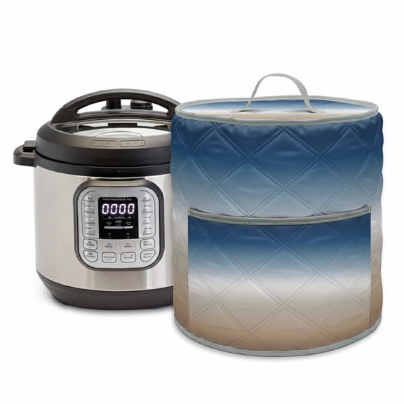Blue Khaki Pressure Cooker Cover Gradient Dust Cover for Kitchen Appliances with Top Handle & Storage Pockets, Fits 6 Quart Instant Pot, Air Fryer, Crock Pot