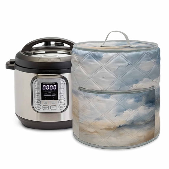 Blue Khaki Pressure Cooker Cover Modern Abstract Art Dust Cover for Kitchen Appliances with Top Handle & Storage Pockets, Fits 6 Quart Instant Pot, Air Fryer, Crock Pot