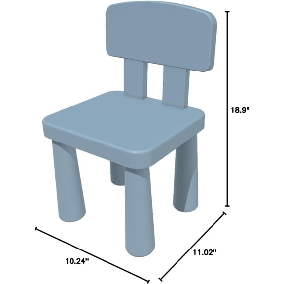 Blue Kids Chair for Table - PP Plastic Backrest Toddler Chair for Ages 1 2 3 4 5 6, Promoting Focus and Security