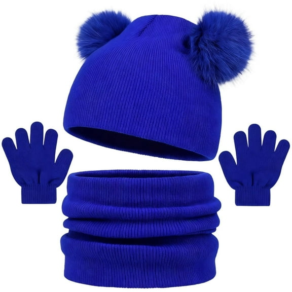 Blue Kids Cold Climate Accessories With Plush Lining For Ages 2-12 Years For Outdoor And Indoor Wear